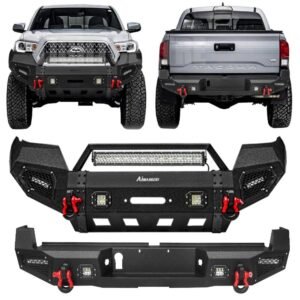 Offroad For 2016-2023 Toyota Tacoma Front Rear Bumper W/Winch Plate & LED Lights